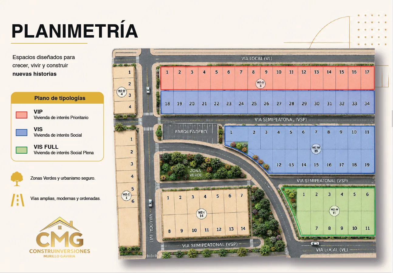 Planimetría — plano de manzanas y lotes de Villa Hermosa